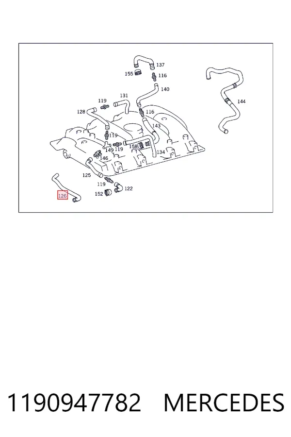 Трубка картера повітряна Mercedes A1190947782 ціна, від 19.00 USD