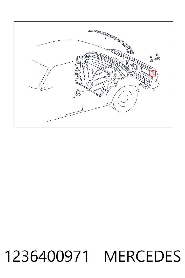 Панель задня, багажного відсіку Mercedes A1236400971 ціна, від 130.78 USD