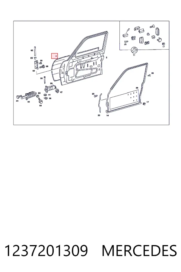 Купити A1237201309 Mercedes Ремонтна частина передніх дверей