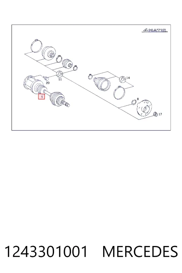Купити A1243301001 Mercedes Ліва піввісь
