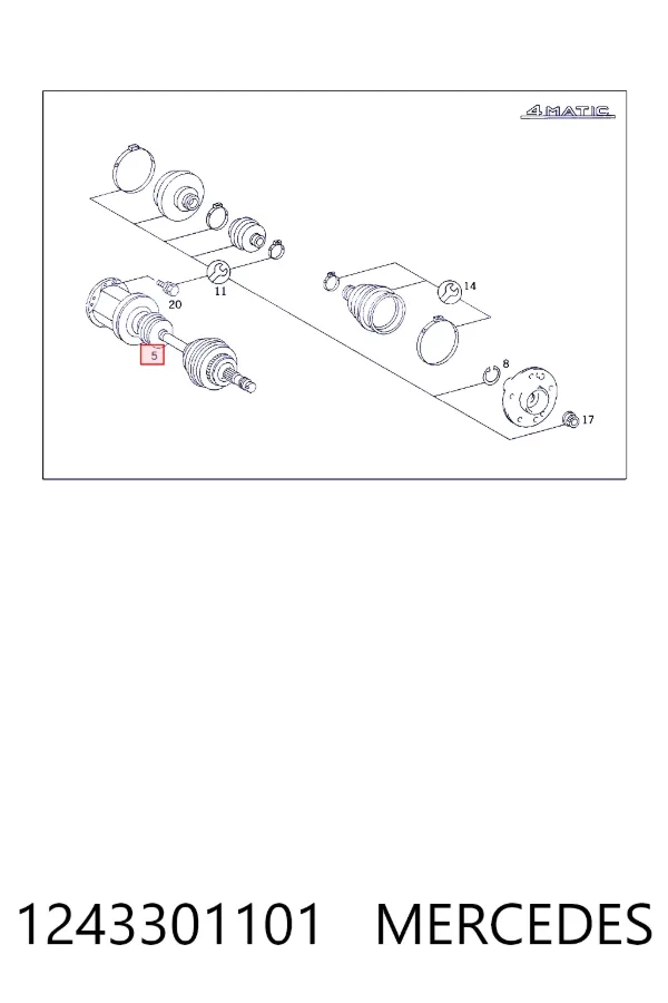 Купити A1243301101 Mercedes Піввісь права