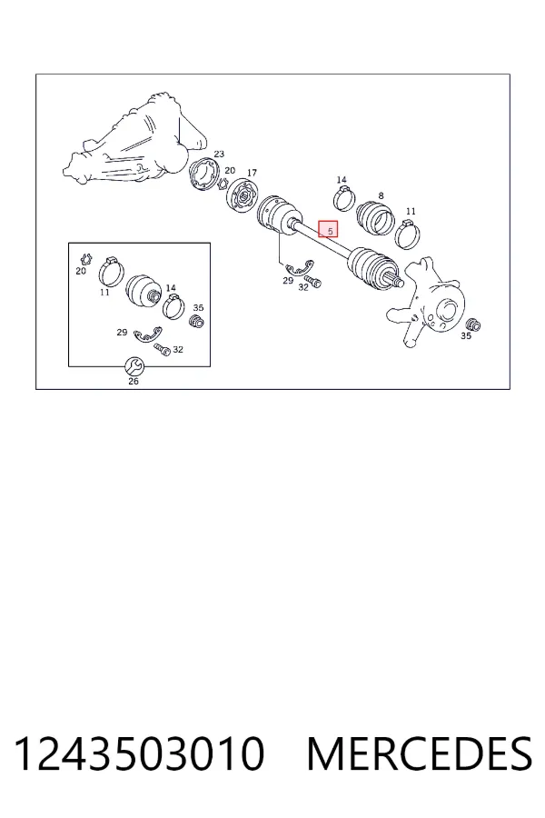 Купити A1243503010 Mercedes Піввісь задня