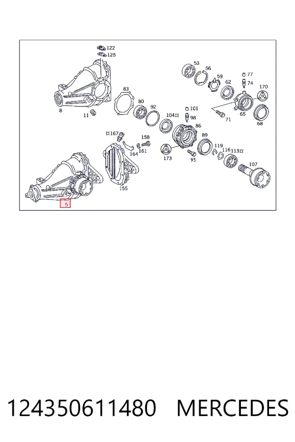 Купити A1243506114 Mercedes Редуктор середнього моста (головна передача)