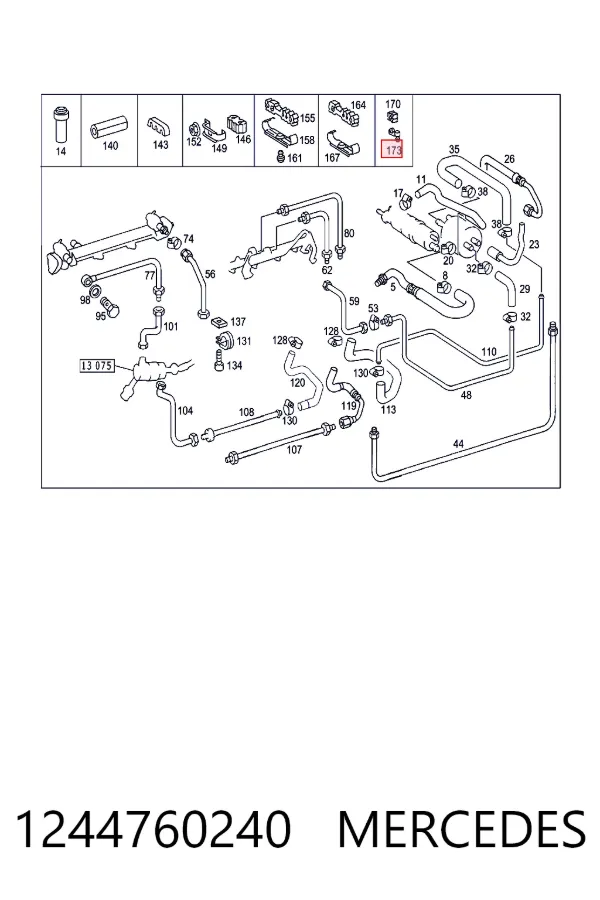 Скоба гальмівної трубки A1244760240 Mercedes