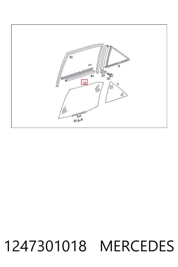 Скло заднє праве Mercedes A1247301018 ціна, від 198.94 USD