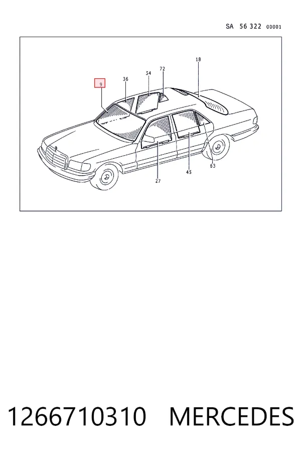 A1266710310 Mercedes Автомобільне скло