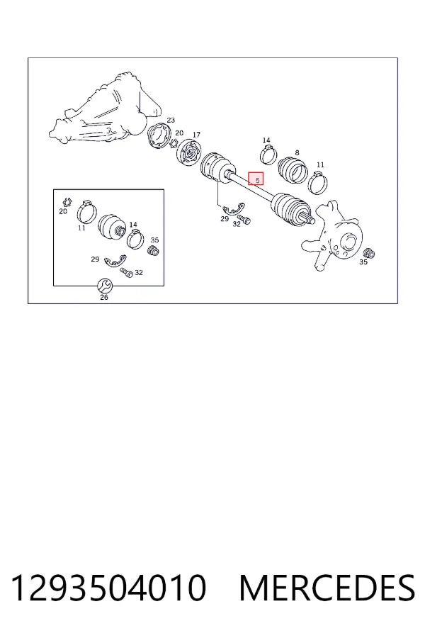 Купити A1293504010 Mercedes Піввісь задня