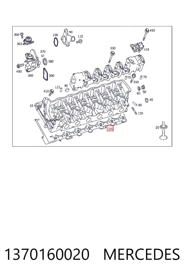 Прокладка головки блока циліндрів (ГБЦ), ліва A1370160020 Mercedes