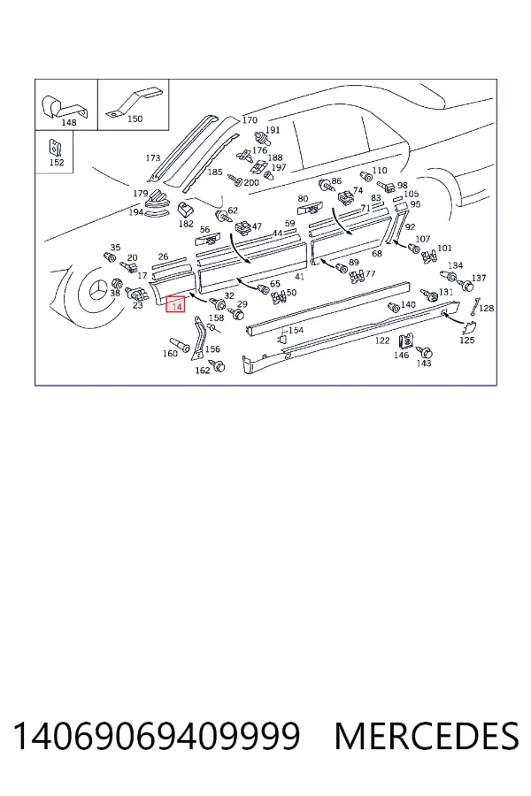 Накладка переднього лівого крила Mercedes A1406906940 ціна, від 24.07 USD