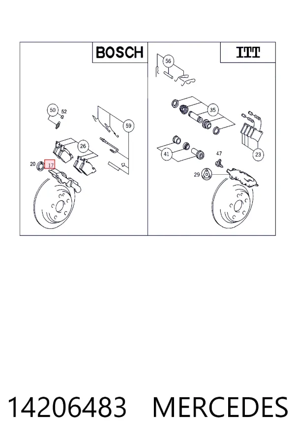 Супорт задній правий A0014206483 Mercedes