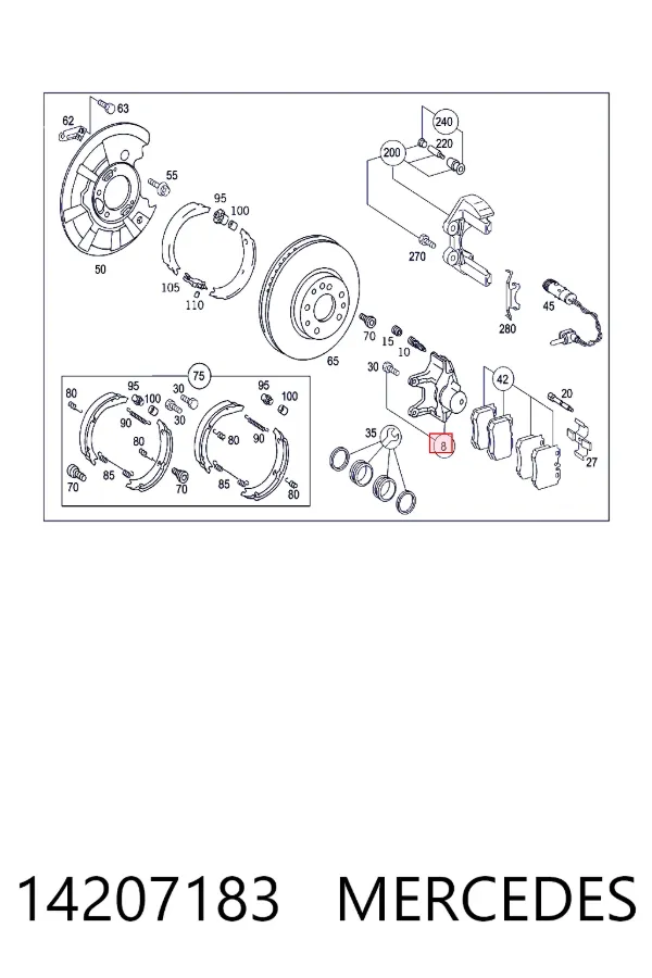Супорт тормзной Mercedes A0014207183