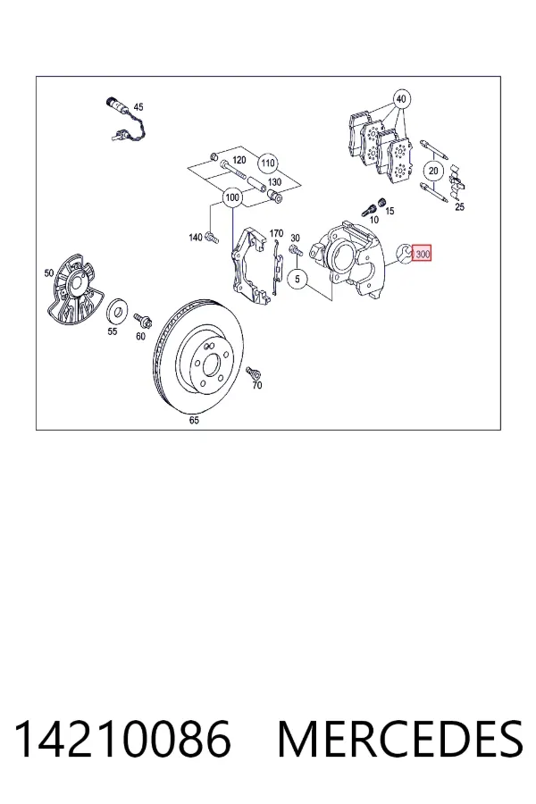 Ремкомплект суппорта гальмівного, переднього Mercedes A0014210086