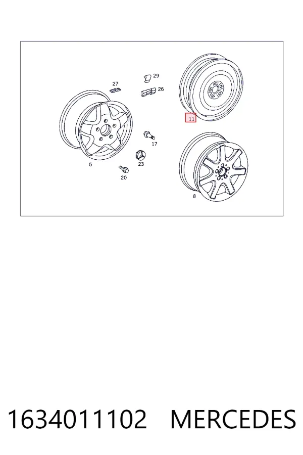  Mercedes A1634011102 ціна, від 61.87 USD