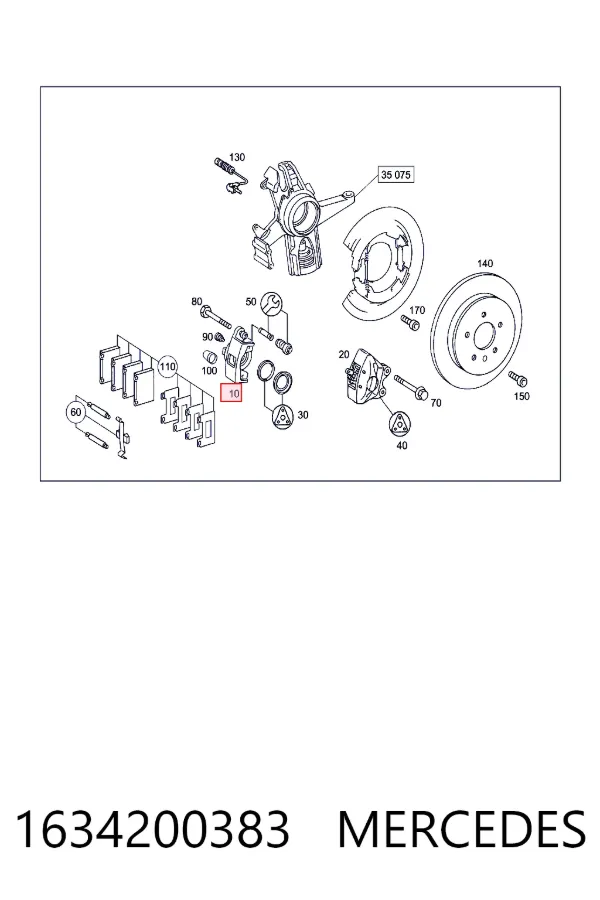 Купити A1634200383 Mercedes Супорт задній лівий