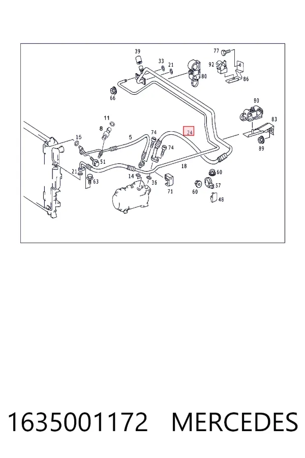 A1635001172 Mercedes Шланг кондиціонера, від випарника до компресора