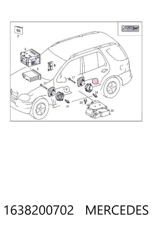 Динамік задньої двері Mercedes A1638200702 ціна, від 16.47 USD