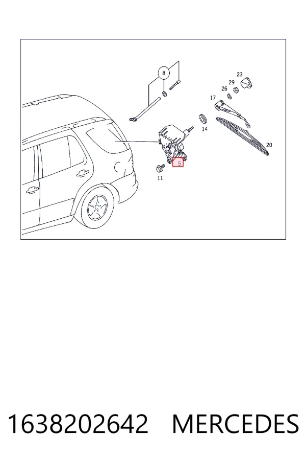 Задній механізм склоочисника Mercedes A1638202642