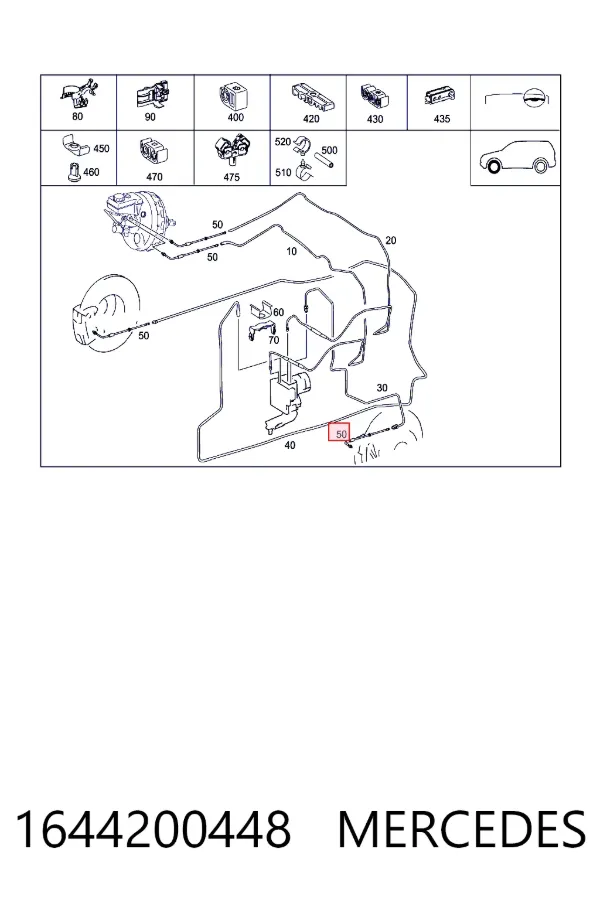 Купити A1644200448 Mercedes Гальмівні шланги передні