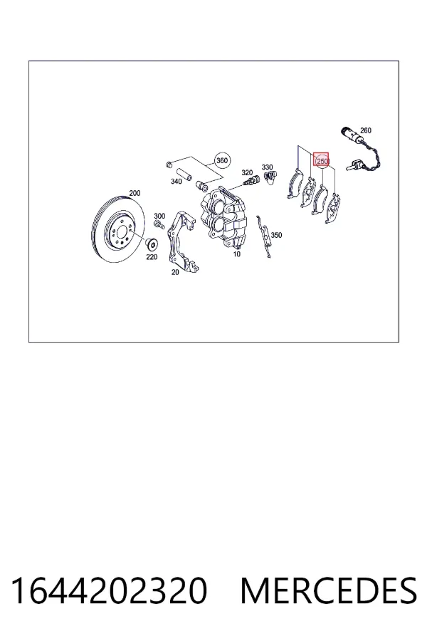 Купити A1644202320 Mercedes Колодки гальмівні передні, дискові