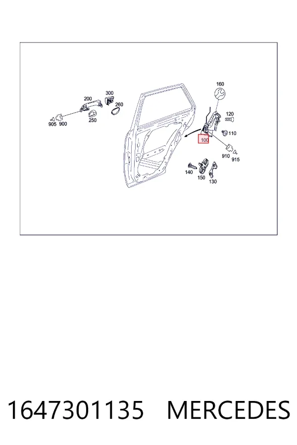 Купити A1647301135 Mercedes Замок задньої двері, лівої
