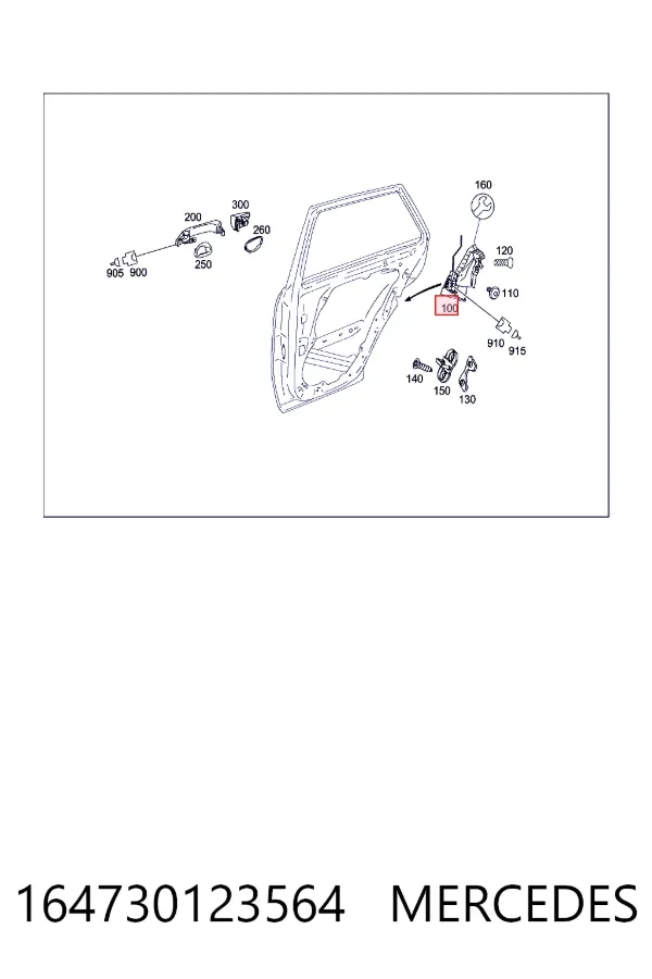 Купити A1647301235 Mercedes Замок задньої дверї, правої