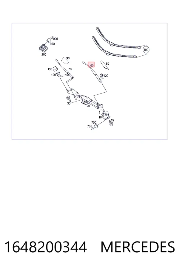Купити A1648200344 Mercedes Повідок склоочисника