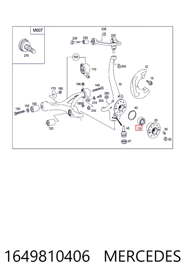 Підшипник ступиці пер/зад Mercedes A1649810406