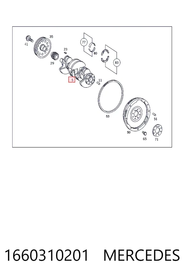 Вал колінчастий і маховик Mercedes A1660310201 ціна, від 110.61 USD
