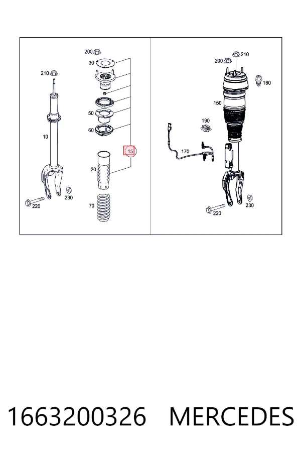 Купити A1663200326 Mercedes Опора амортизатора переднього