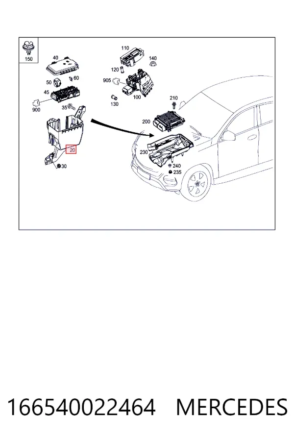 Купити A1665400224 Mercedes Корпус блока запобіжників