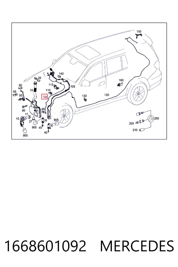 Шланг омивача лобового скла Mercedes A1668601092 ціна, від 88.03 USD