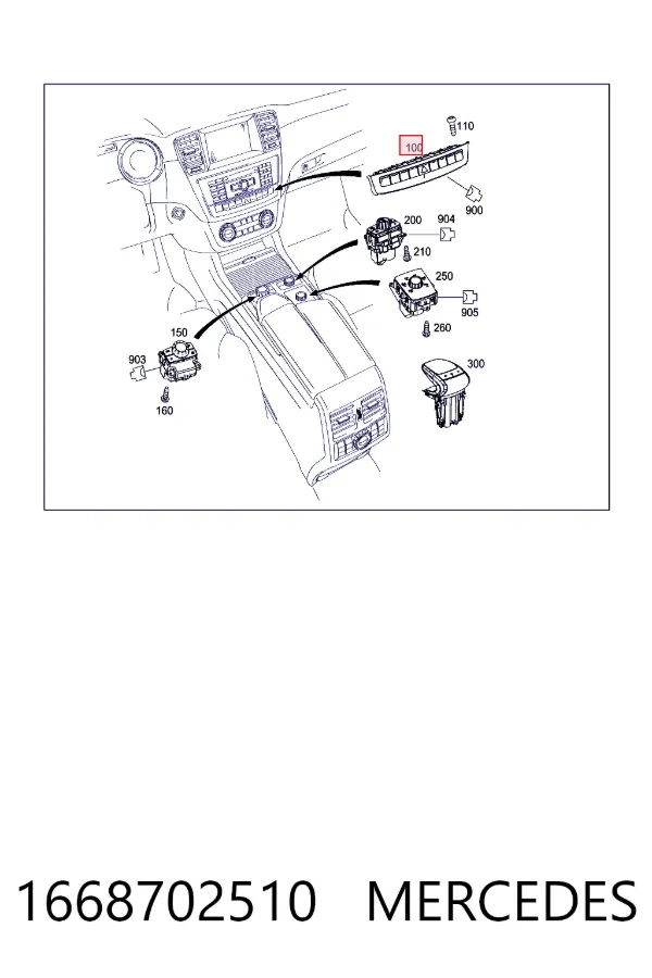 Купити A1668702510 Mercedes Блок кнопок центральної консолі