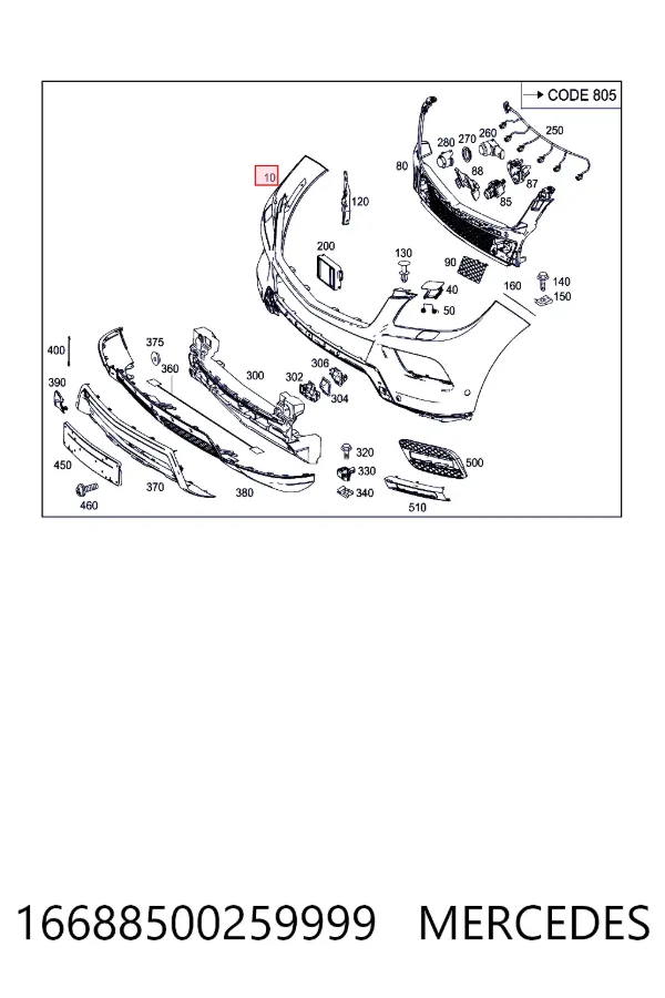 Бампер передній Mercedes A1668850025