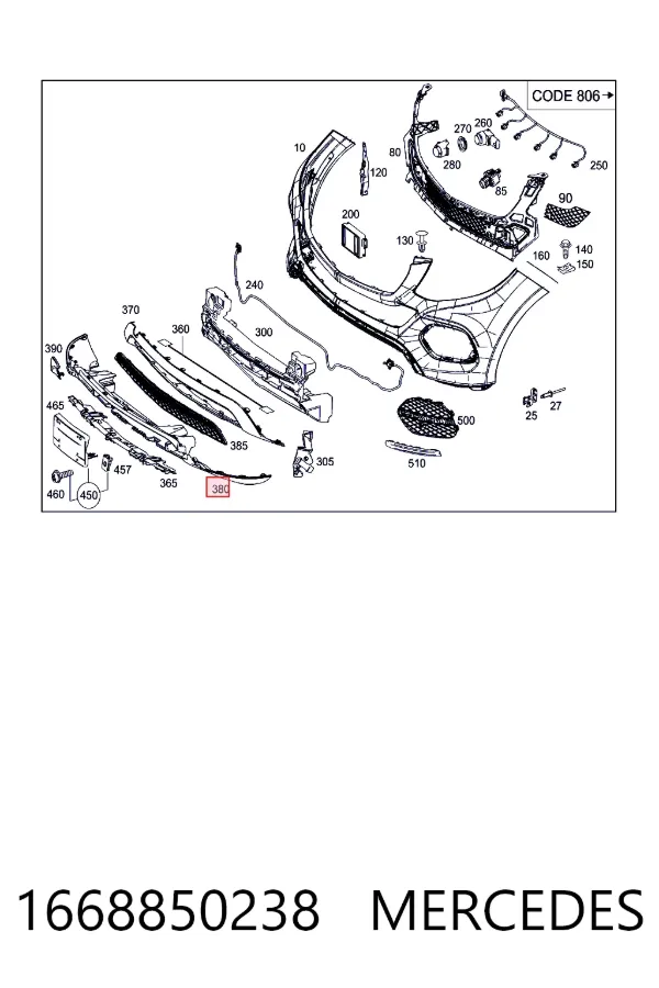Бампер передній Mercedes A1668850238