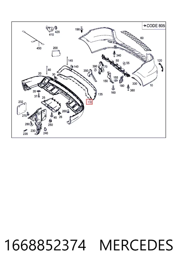 Декоративна накладка Mercedes A1668852374 ціна, від 63.34 USD