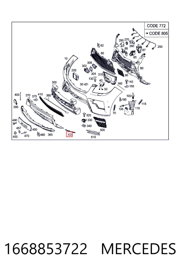  Mercedes A1668853722 ціна, від 50.68 USD