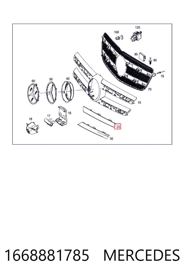 Решітка радіатора A1668881785 Mercedes