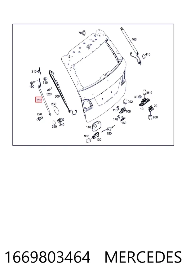 Амортизатор кришки багажника Mercedes A1669803464