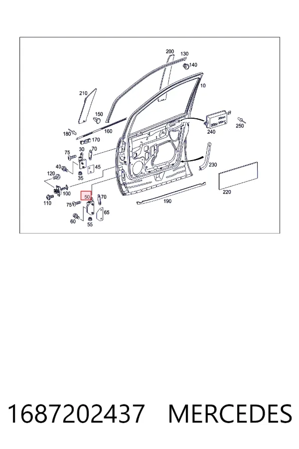 Петля передніх дверей права Mercedes A1687202437 ціна, від 44.34 USD