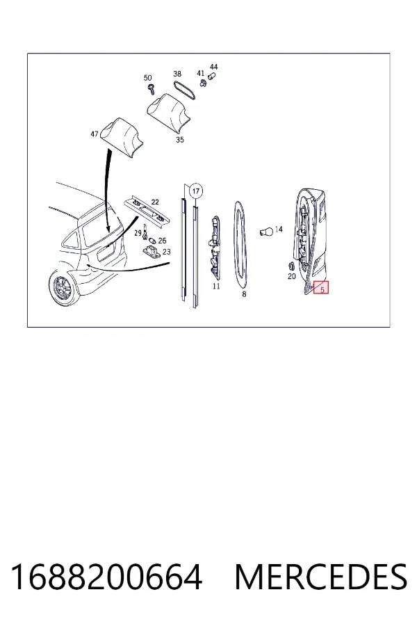 Задні ліхтарі Mercedes A1688200664 ціна, від 35.47 USD