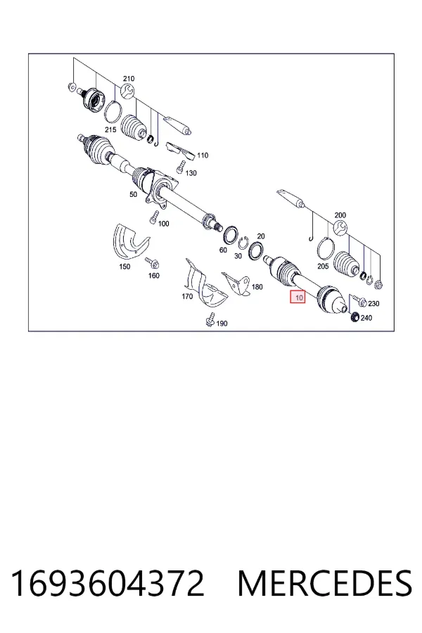 Привід передній лівий Mercedes A1693604372 ціна, від 83.97 USD