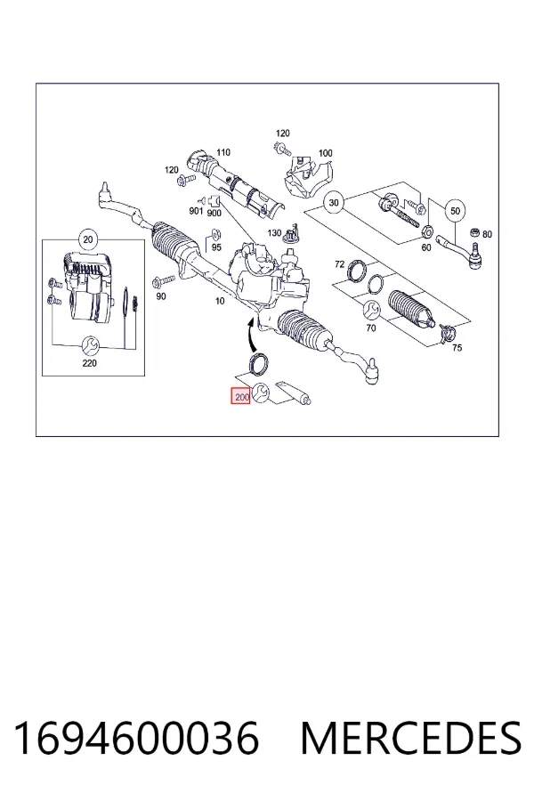 A1694600036 Mercedes Ремкомплект до рульової рейки