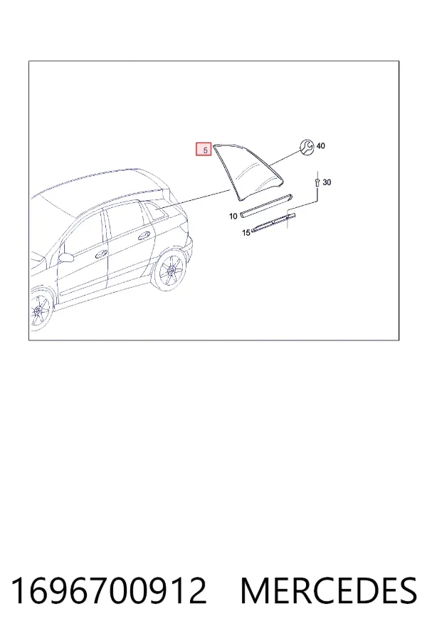 Скло кузова/багажного відсіку, ліве Mercedes A1696700912