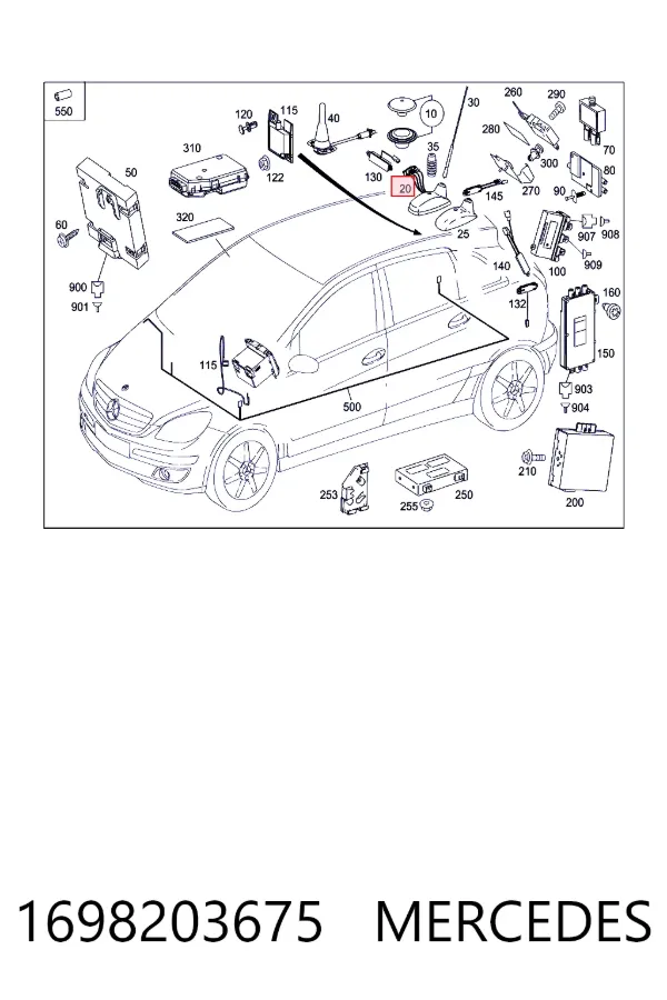 Купити A1698203675 Mercedes Антена