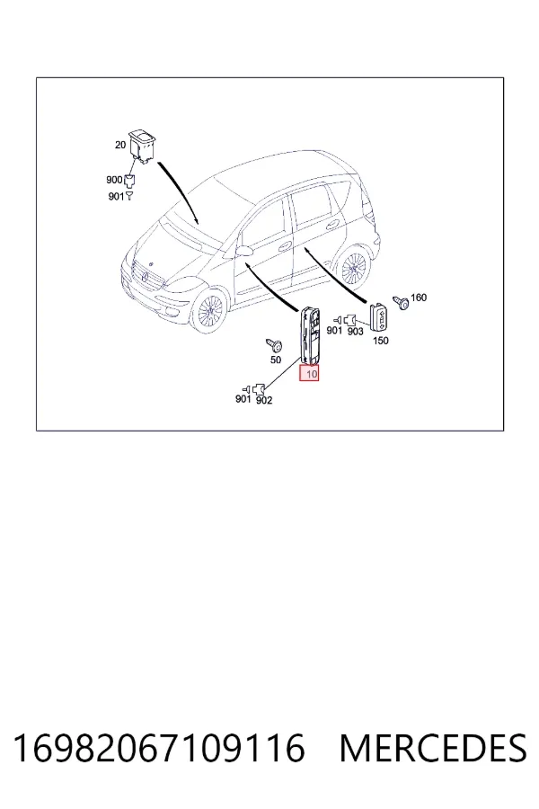 Купити A1698206710 Mercedes Кнопковий блок керування склопідіймачами передній лівий
