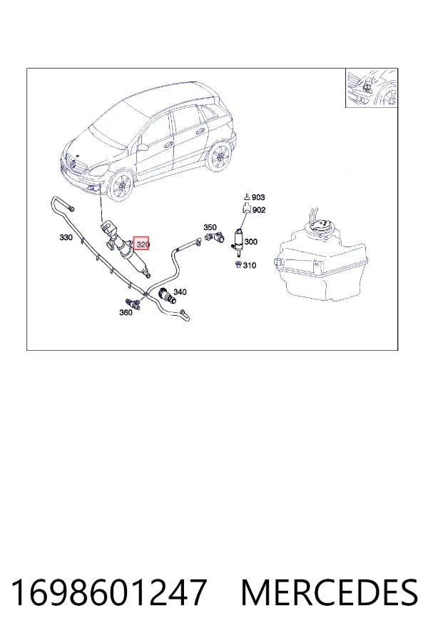 Купити A1698601247 Mercedes Форсунка омивача фари передньої, правої