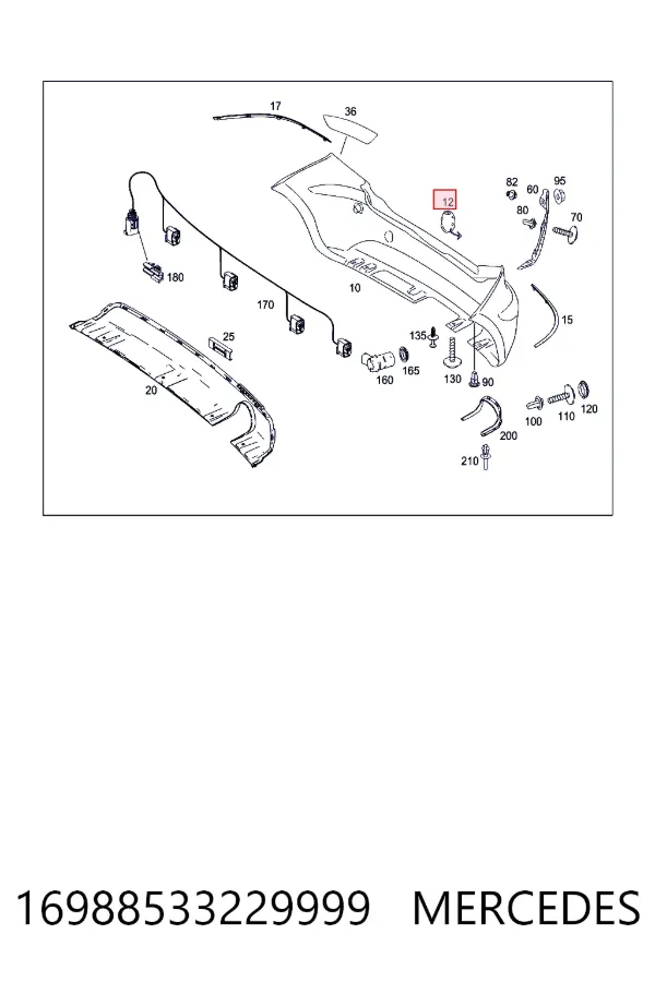A1698853322 Mercedes Заглушка бампера буксирувального гака, задня