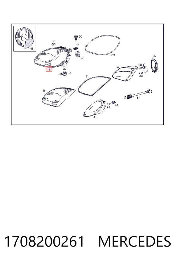 Фара правая Mercedes A1708200261 ціна, від 121.26 USD
