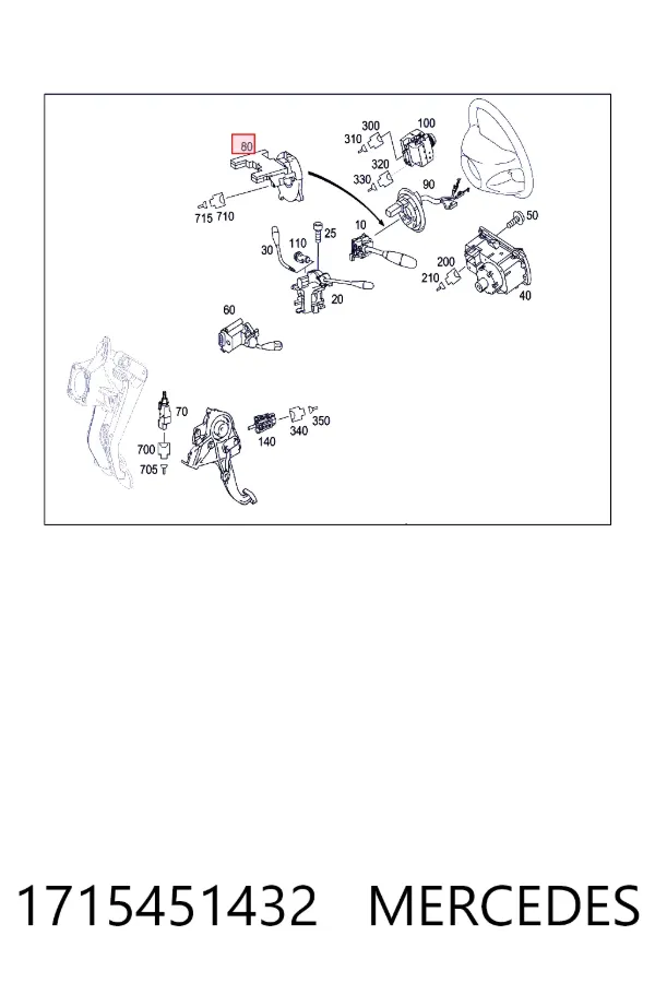 Датчик повороту керма Mercedes A1715451432 ціна, від 89.99 USD