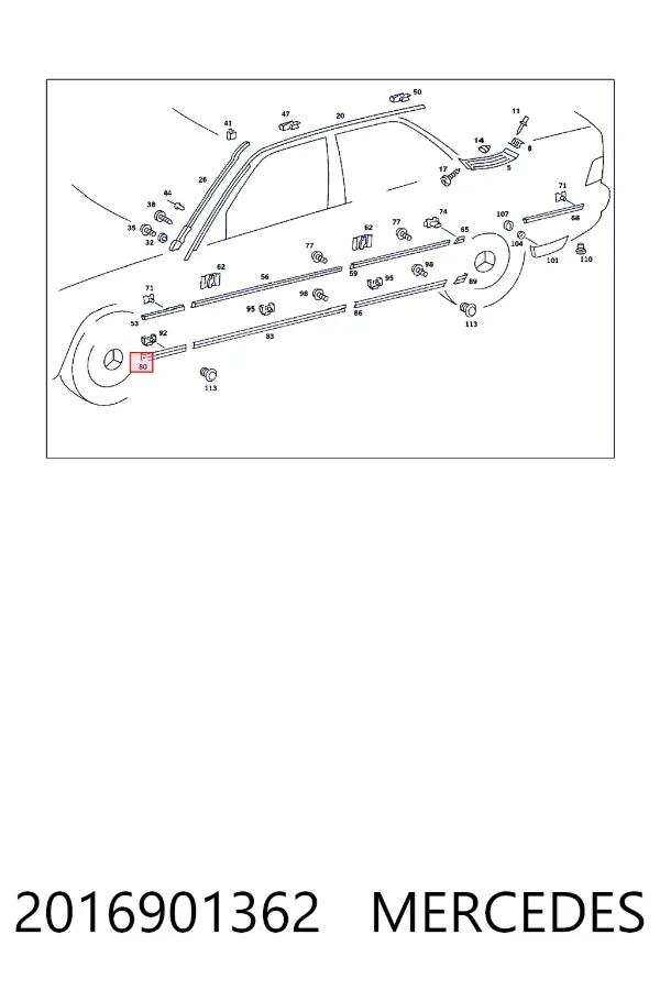 Молдинг переднього лівого крила Mercedes A2016901362 ціна, від  USD